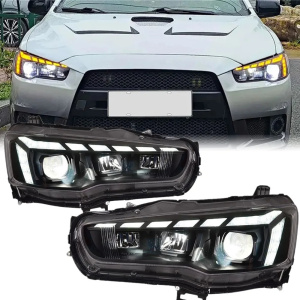 Ксеноновые фары для Mitsubishi Lancer X Matrix / хром
